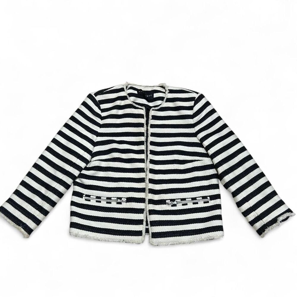 Black & White Striped Tweed Blazer